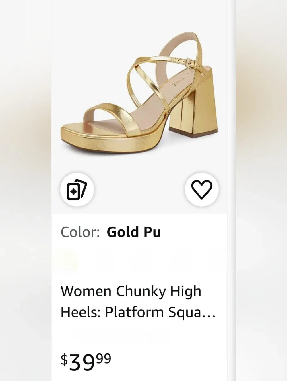 Women's Gold Chunky Metallic Platform Strappy Block Heel Square Toe Sandal, 8